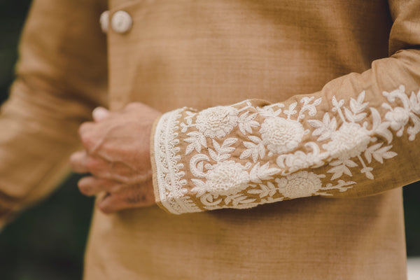 Light Brown Highlighted Cuff Kurta