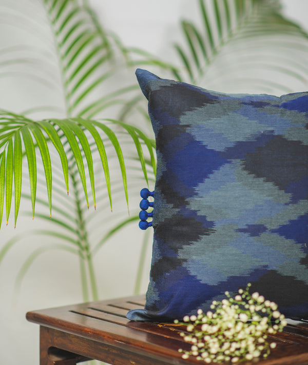 Blue Ikkat Cushion